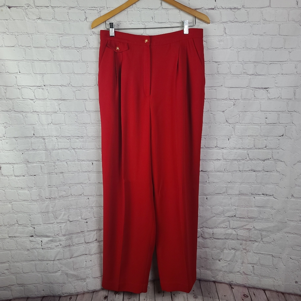 Liz Claiborne  Collection. Ship Ahoy.  Red pleated Slacks Sz 14